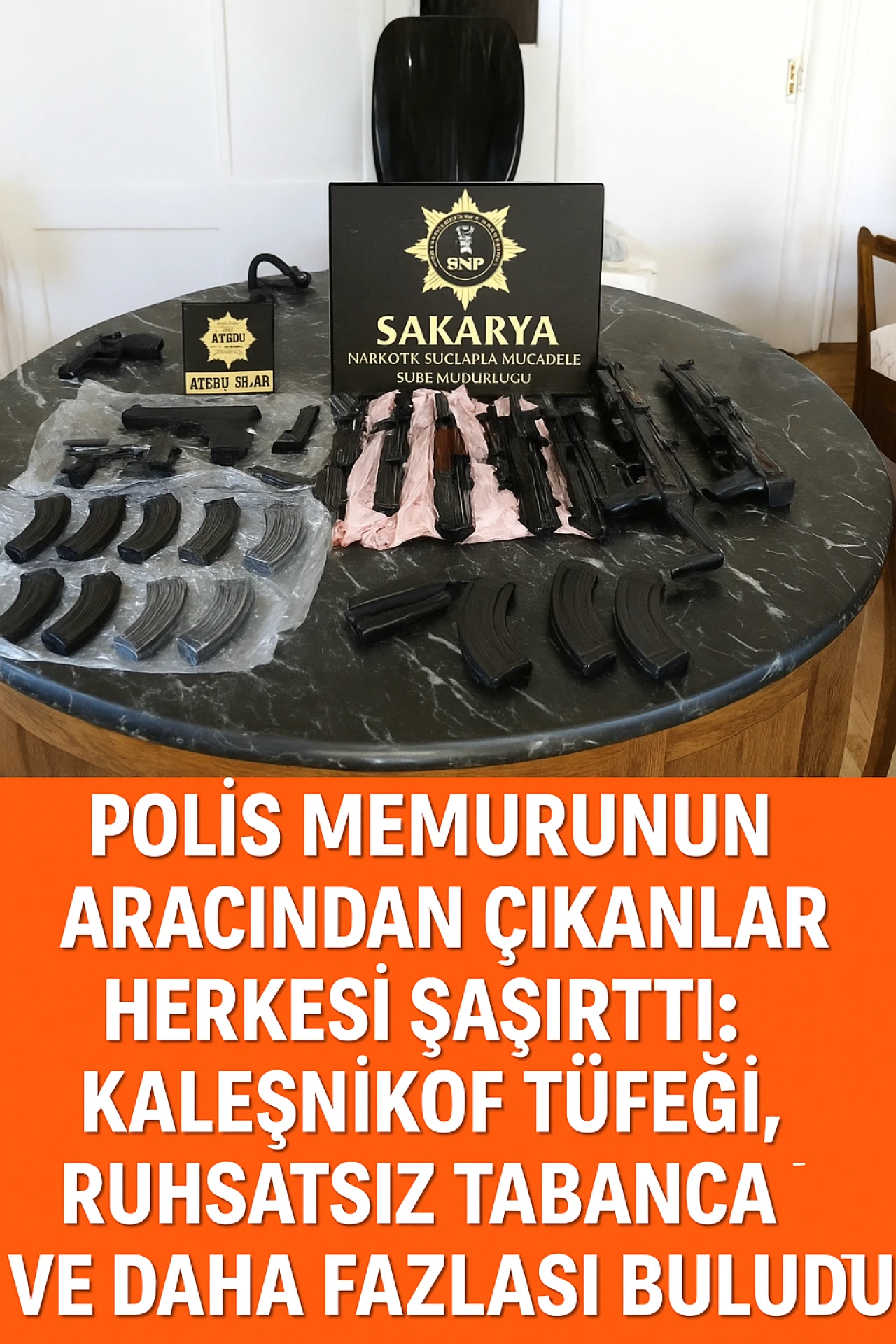 Polis memurunun aracından çıkanlar herkesi şaşırttı: Kaleşnikof tüfeği, ruhsatsız tabanca ve daha fazlası bulundu!