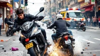 Motosikletlerin çarpıştığı kaza anı kameraya yansıdı, her biri farklı yönden geliyordu!