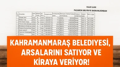 Kahramanmaraş Belediyesi, arsalarını satıyor ve kiraya veriyor!