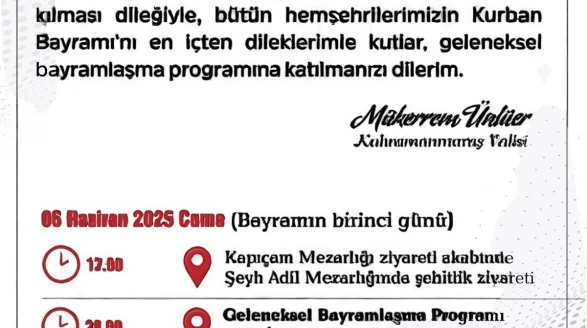 Kahramanmaraş Kurban Bayramı Bayramlaşma Töreni - Resmi Web Sayfası
