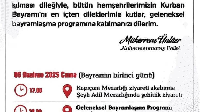 Kahramanmaraş Kurban Bayramı Bayramlaşma Töreni - Resmi Web Sayfası